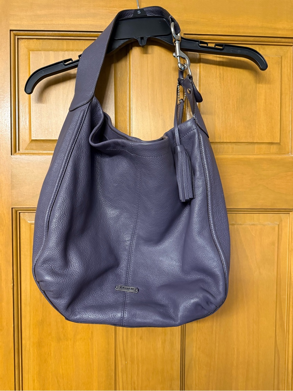 Coach Avery Hobo Purple Leather Shoulder Bag with Tassel and hang tag